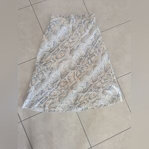Vero Moda Snake Print A-Line Skirt - Cream and Brown
